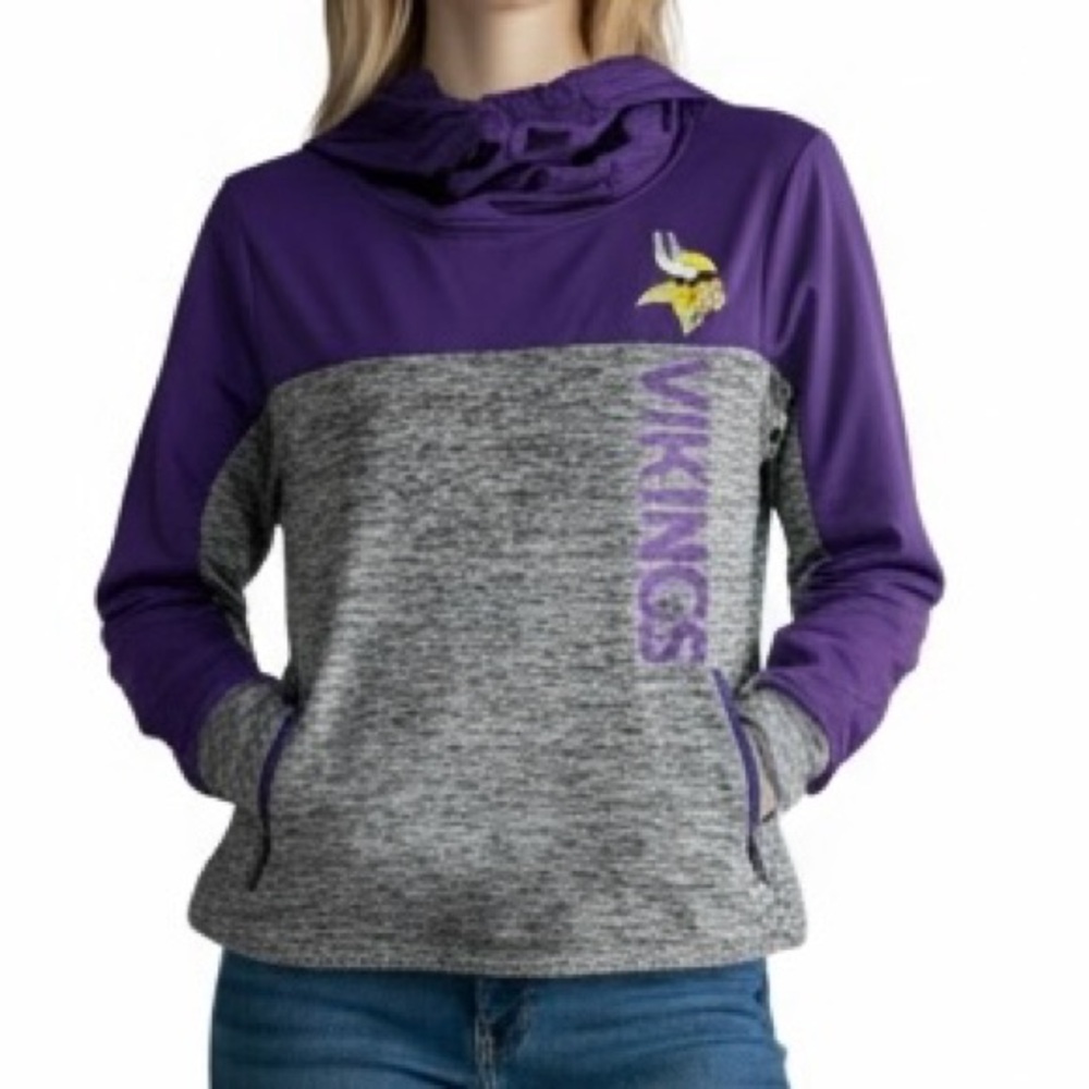 Minnesota Vikings Purple and Gray Women’s Hoodie Size Medium Poly/Spandex